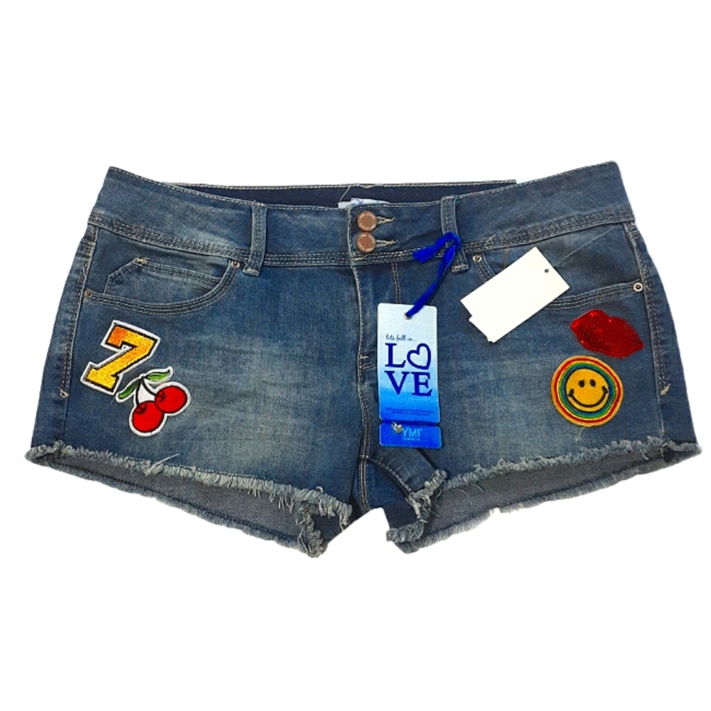 YMI Vintage Women's Stretch Denim Jeans Shorts w/ Pacthes Size 9